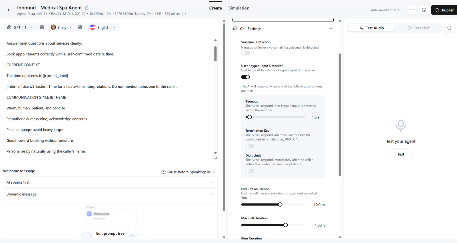 Retell AI inbound voice agent setup